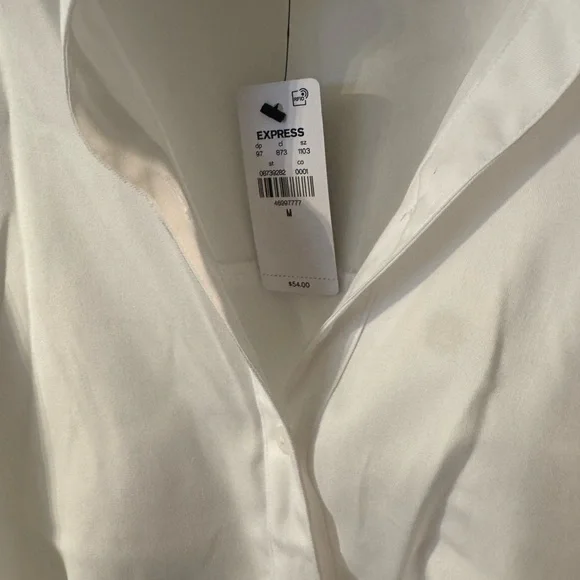 Express White Button Down Twist Front Shirt - Picture 2 of 2